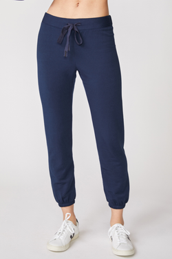 Stateside Softest Fleece Drawstring Sweatpant in New Navy-front