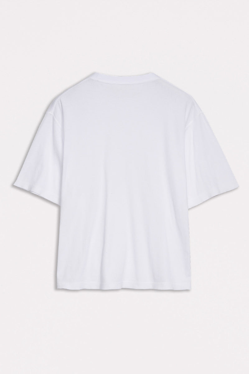 DSTLD Women's Relaxed Tee in White-flat lay back