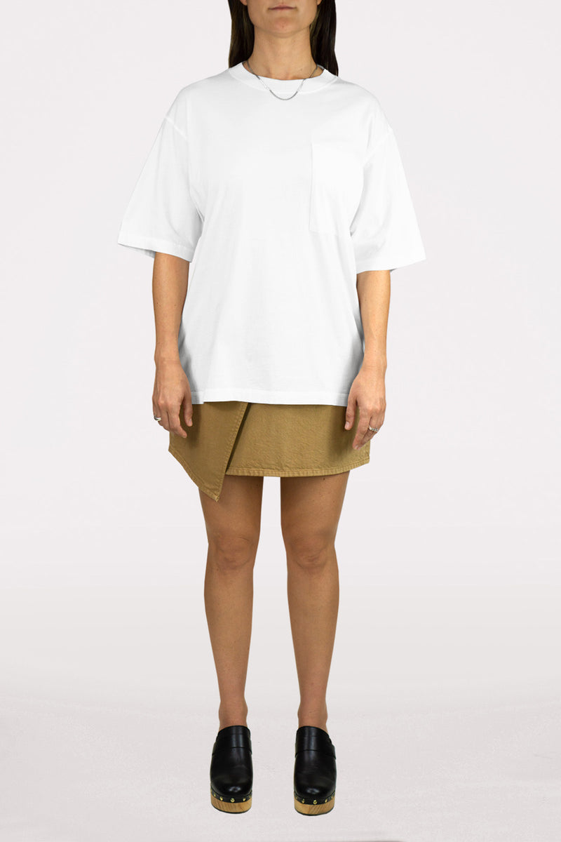 DSTLD Women's Relaxed Tee in White-full view front