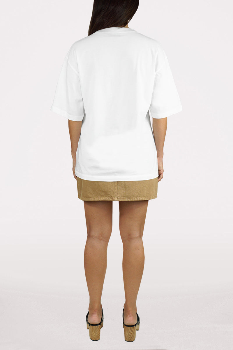 DSTLD Women's Relaxed Tee in White-full view bacl