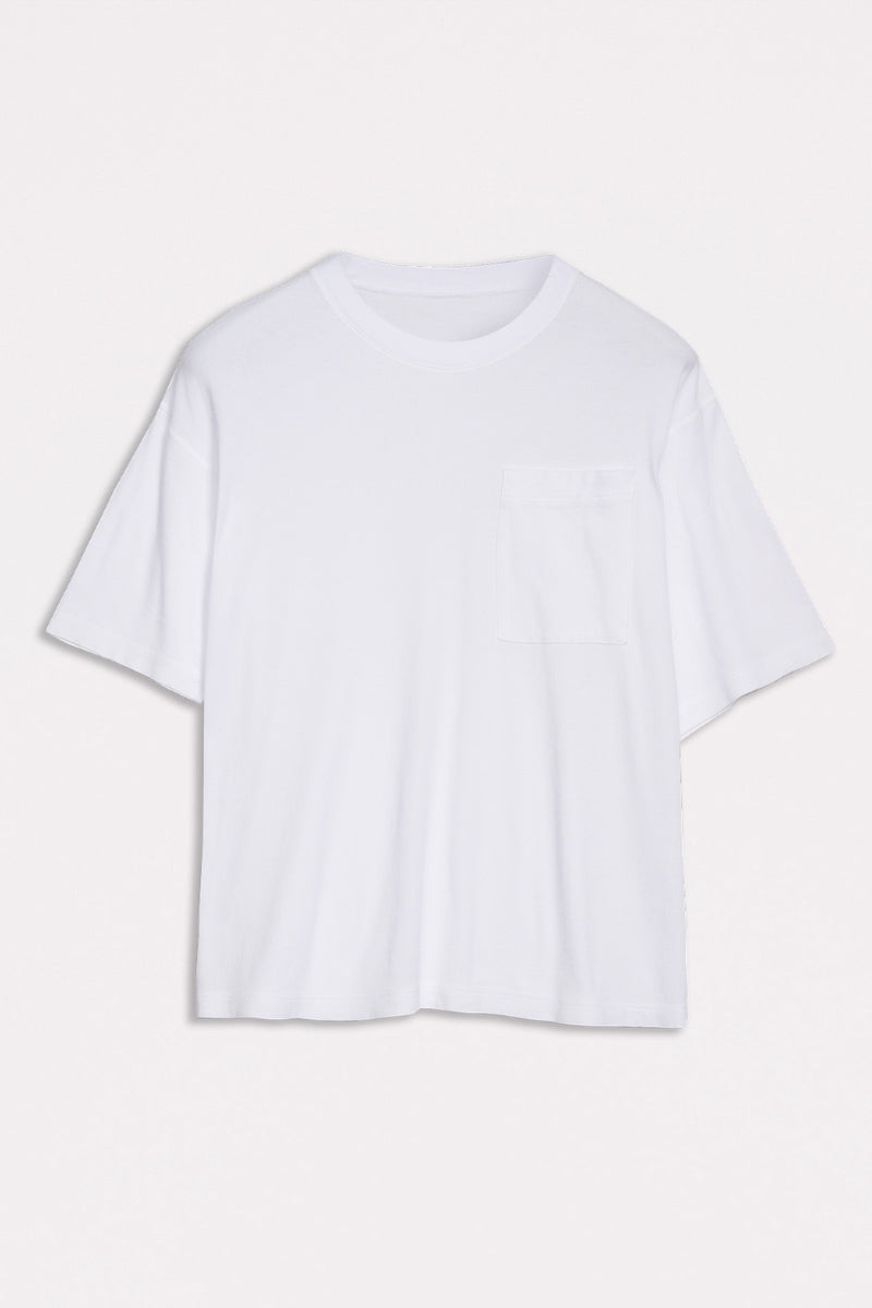 DSTLD Women's Relaxed Tee in White-flat lay front