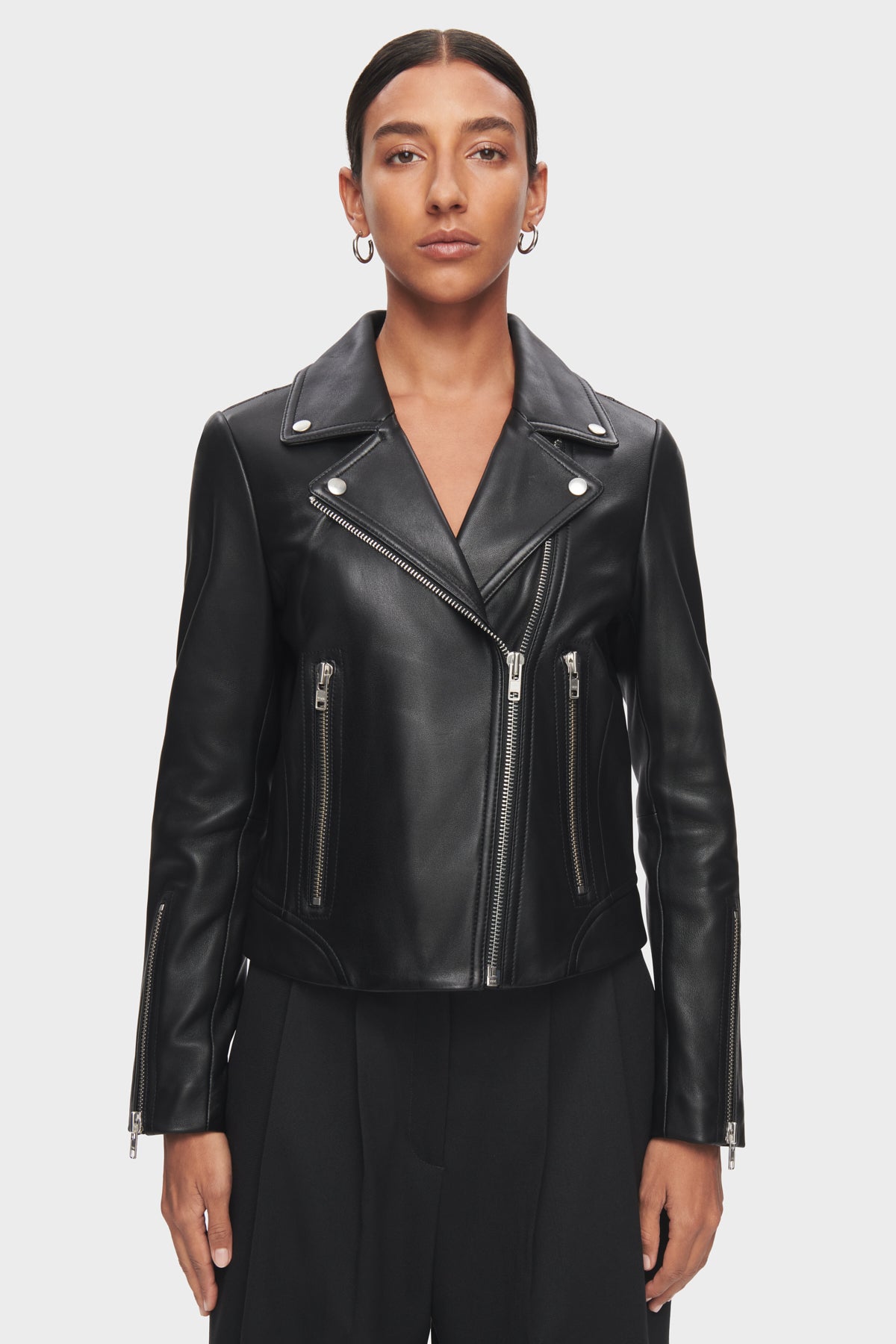 Outlet DSTLD Womens Leather Moto Jacket With Black Hardware