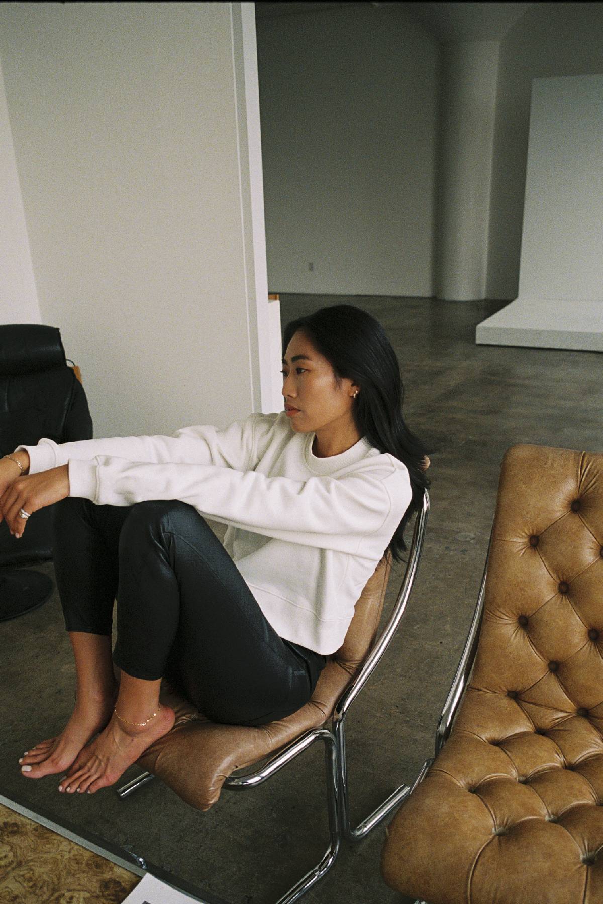 DSTLD Women's Mock Neck in Off White | Bailey/44