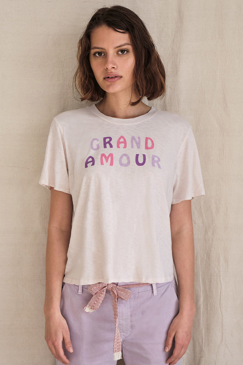 Sundry Grand Amour Tee In Oatmilk- 3/4 view