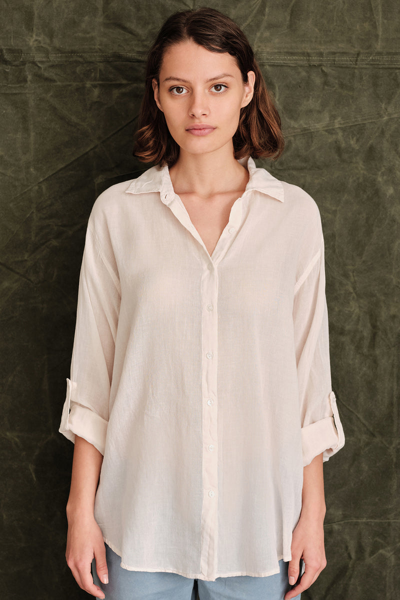 Sundry Destinations Oversized Shirt In Oatmilk-3/4 front
