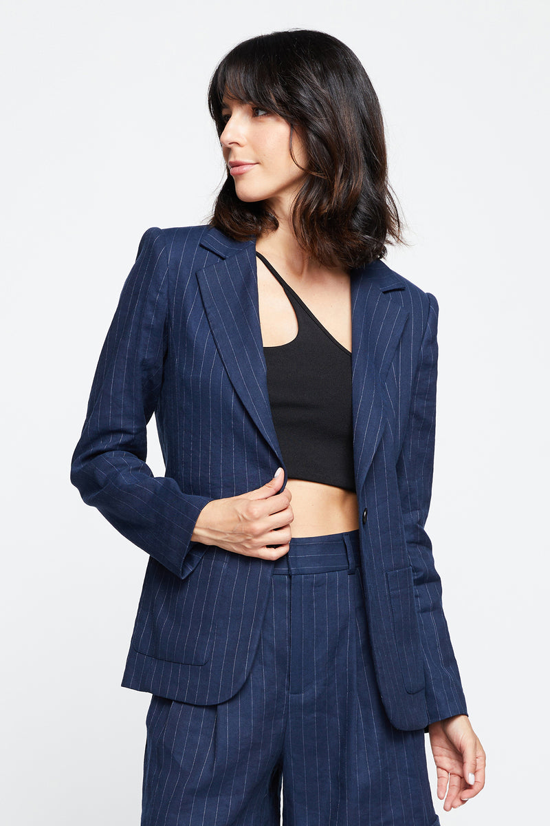 Bailey 44 Moon Pinstripe Jacket In Midnight - front view