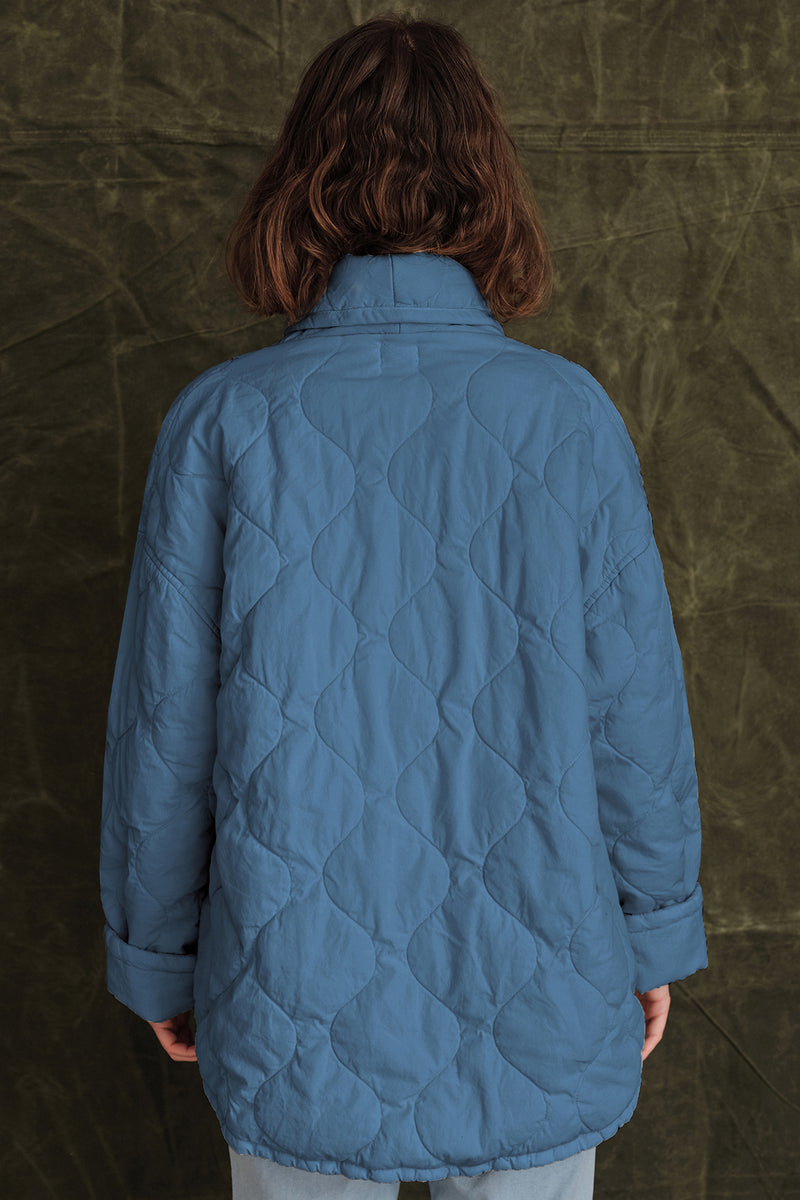 Sundry Oversized Quilted Jacket In Pigment Gulfstream-back