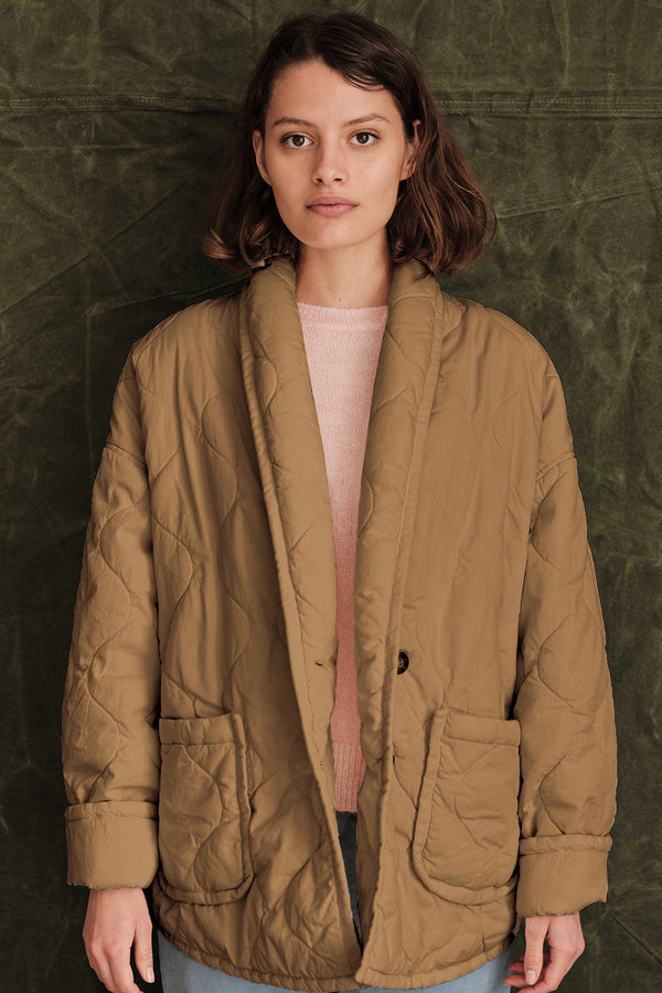 Sundry Oversized Quilted Jacket In Pigment Teak - front