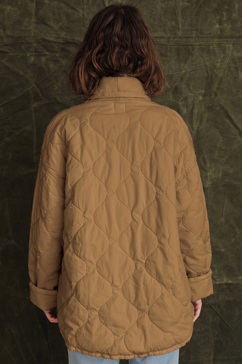 Sundry Oversized Quilted Jacket In Pigment Teak - back