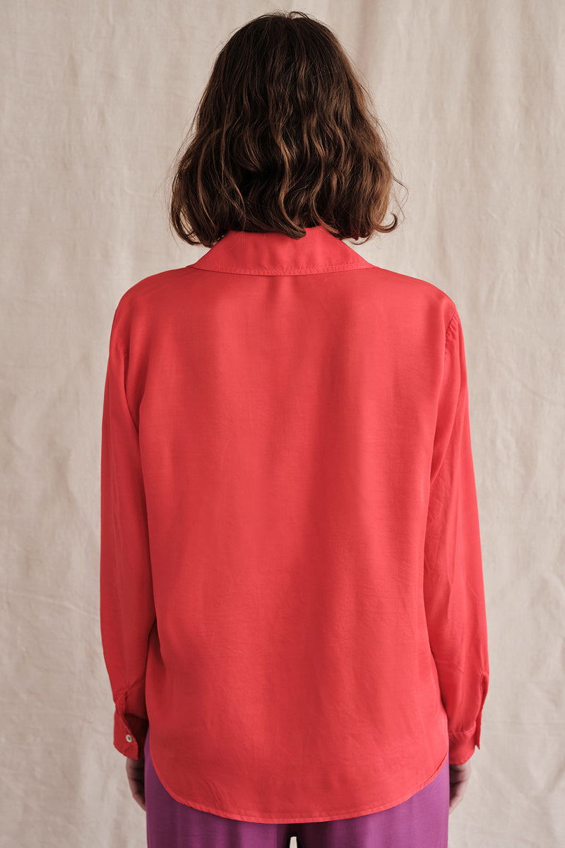 Sundry Button Down Shirt In Scarlet-back