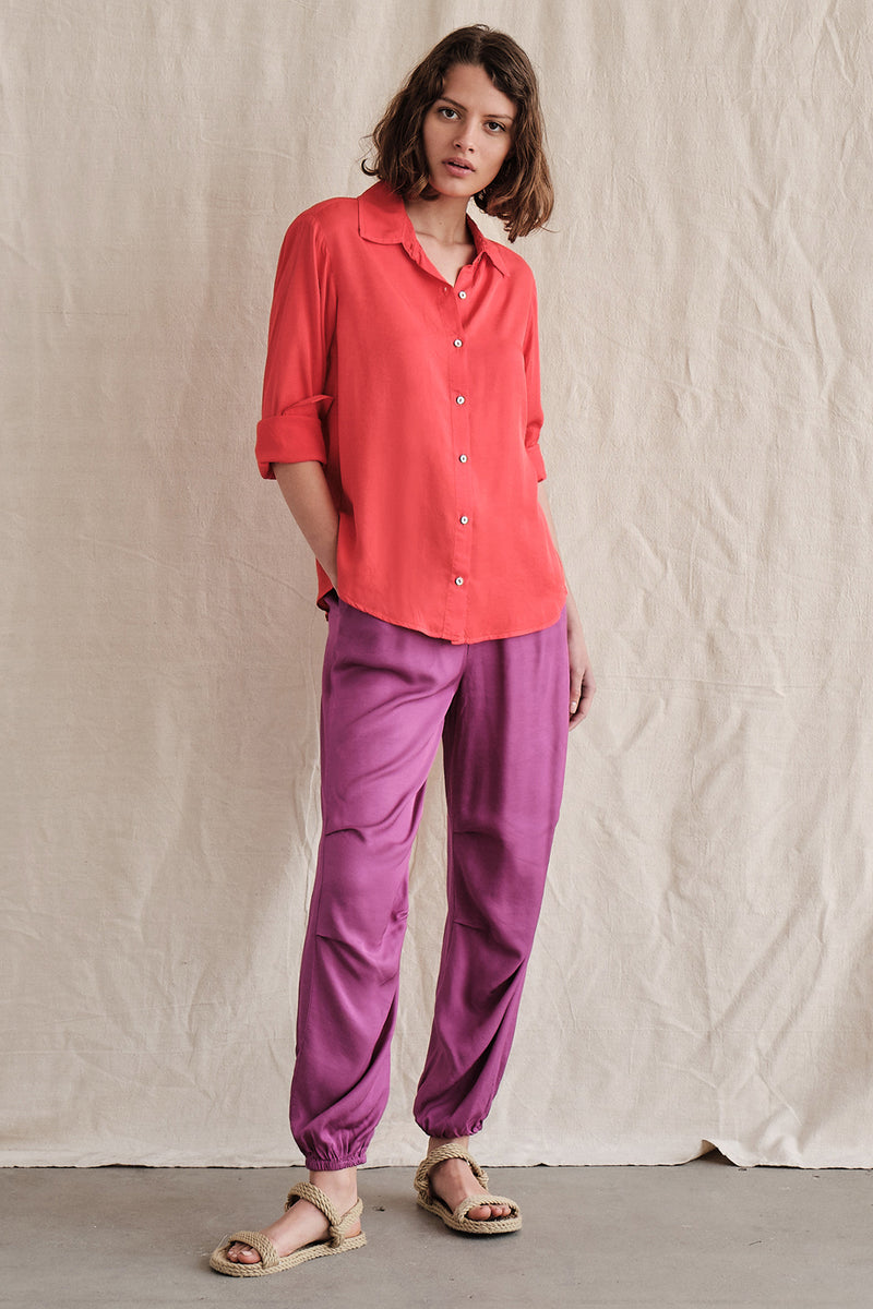 Sundry Button Down Shirt In Scarlet-full view