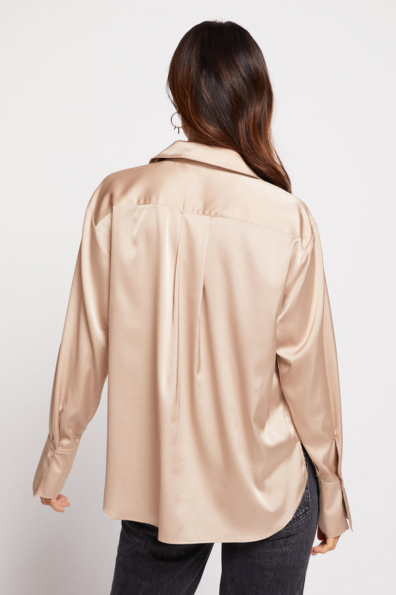 Bailey 44 Norea Blouse in Champagne - back with box pleat
