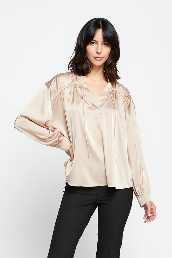 Aster Top In Champagne-3/4 front