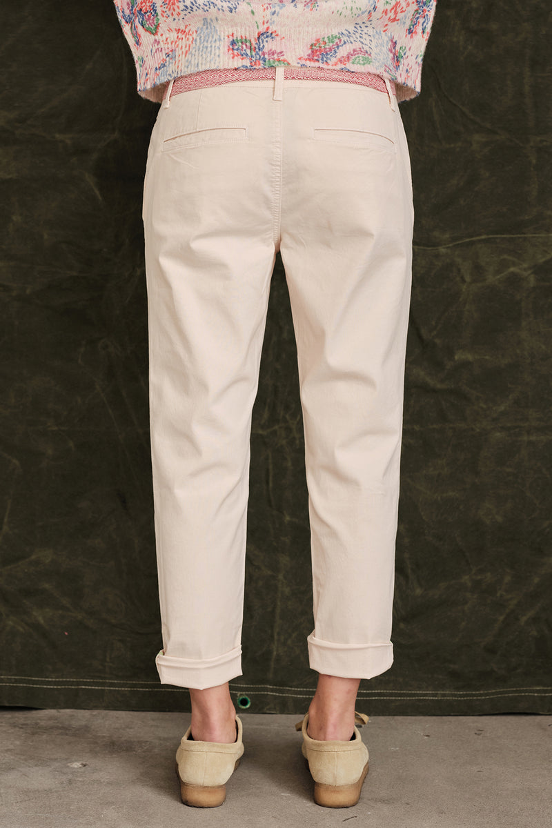 Sundry Rollup Trouser with Trim In Oatmilk- back