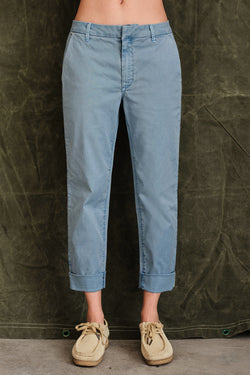 Sundry Rollup Trouser with Trim In Pigment Gulfstream-front