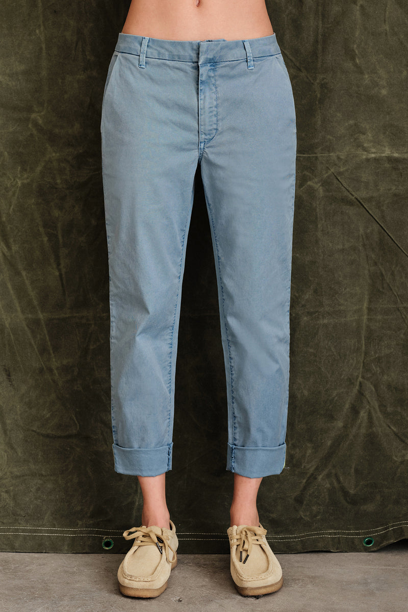 Sundry Rollup Trouser with Trim In Pigment Gulfstream-front