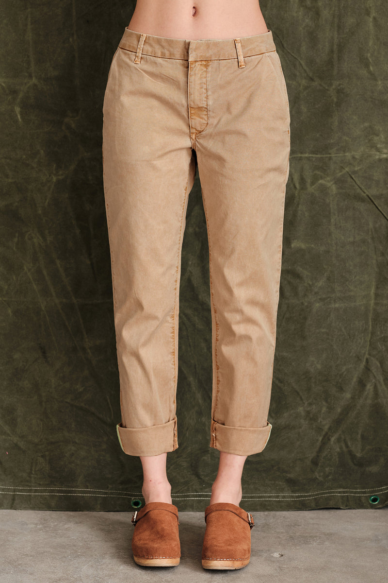 Sundry Rollup Trouser with Trim In Pigment Teak - front 