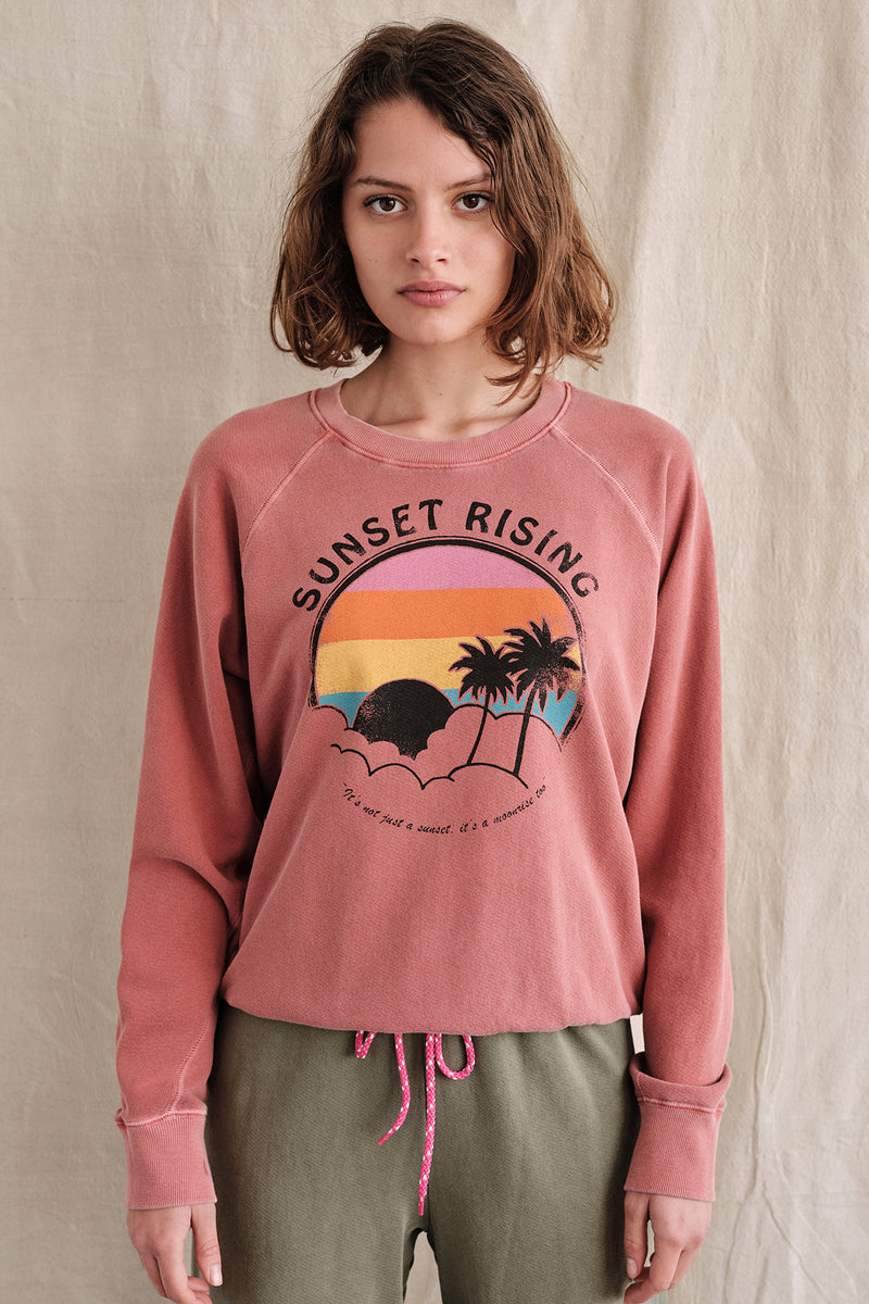 Sundry Sunset Rising Sweatshirt In Pigment Woodrose- 3/4 front