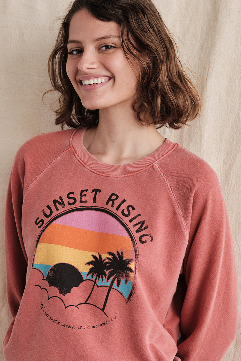 Sundry Sunset Rising Sweatshirt In Pigment Woodrose- close up