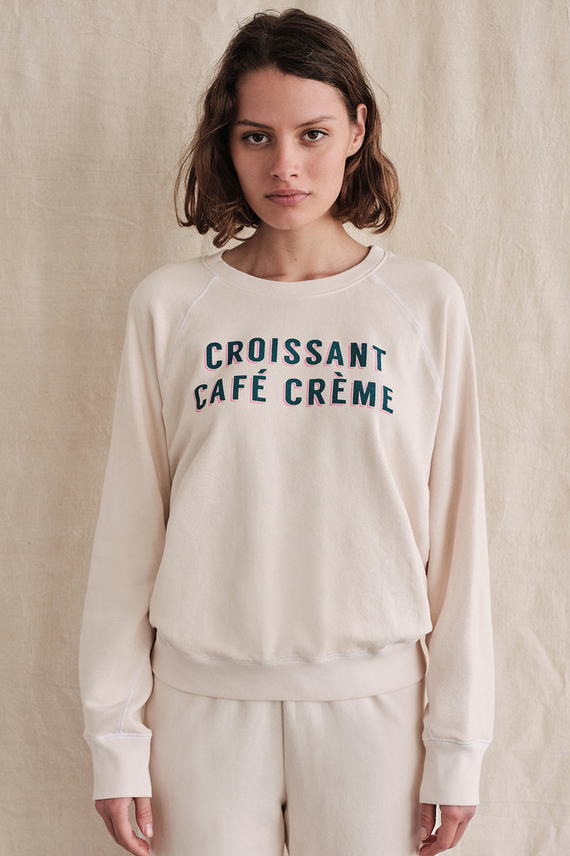 Sundry Croissant Sweatshirt In Oatmilk- 3/4 image