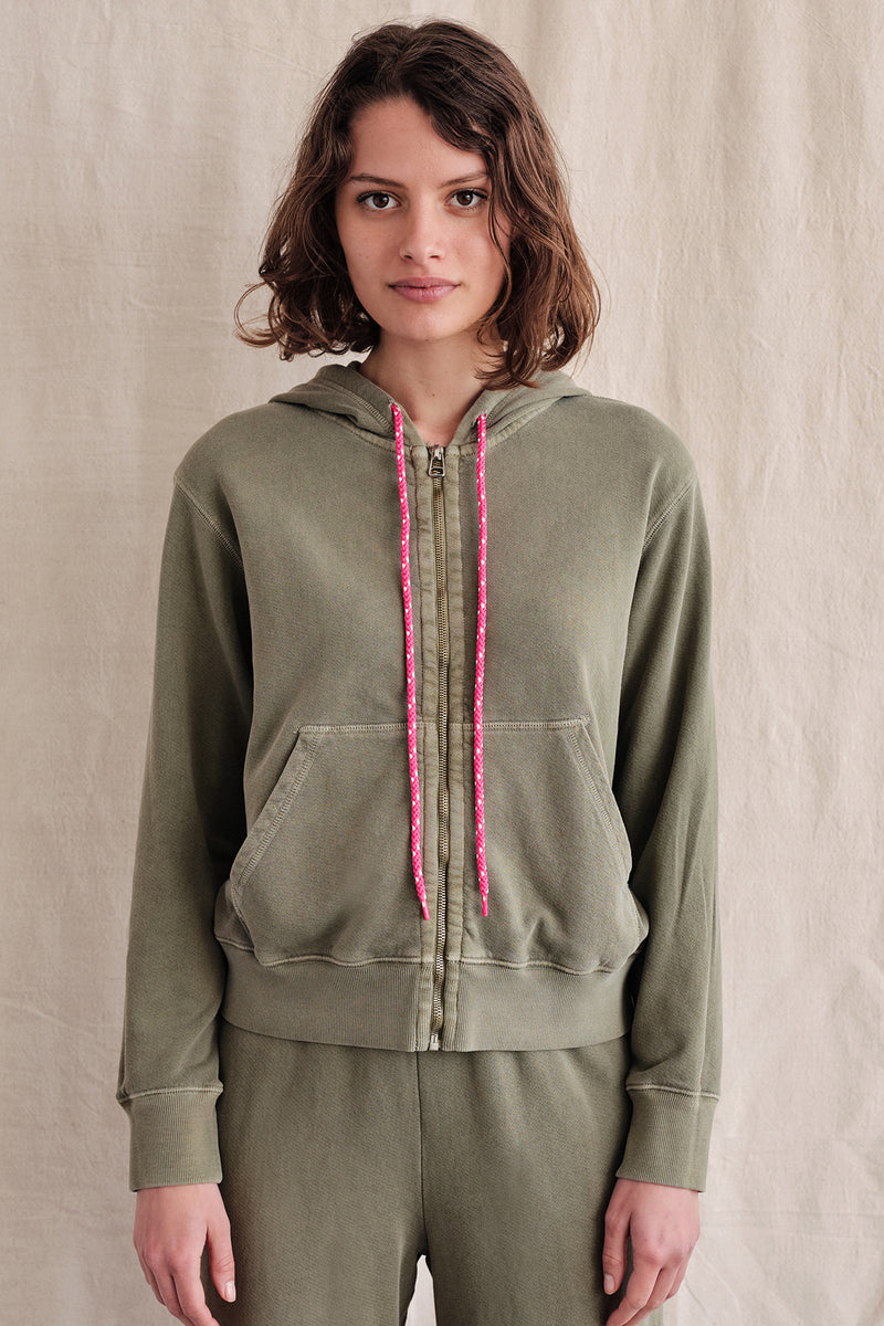 Sundry Zip Hoodie with Pockets In Pigment Cypress-front