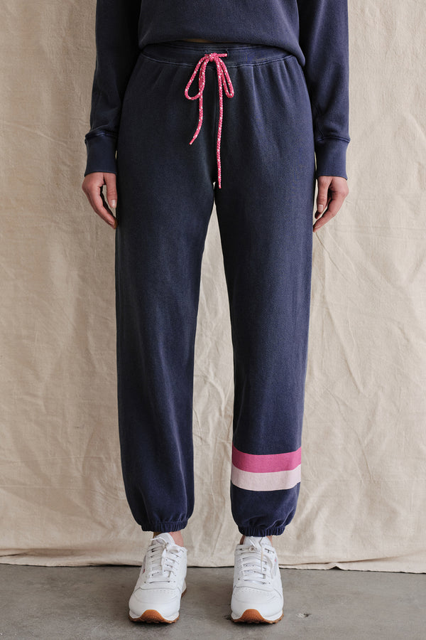 Sundry Stripe Jogger with Cord In Pigment Navy-front