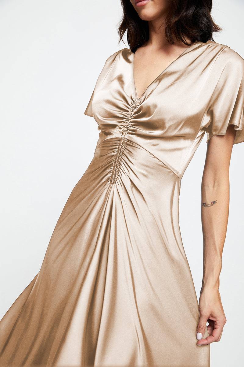 Bailey 44 Lori Dress In Champagne - front shirring