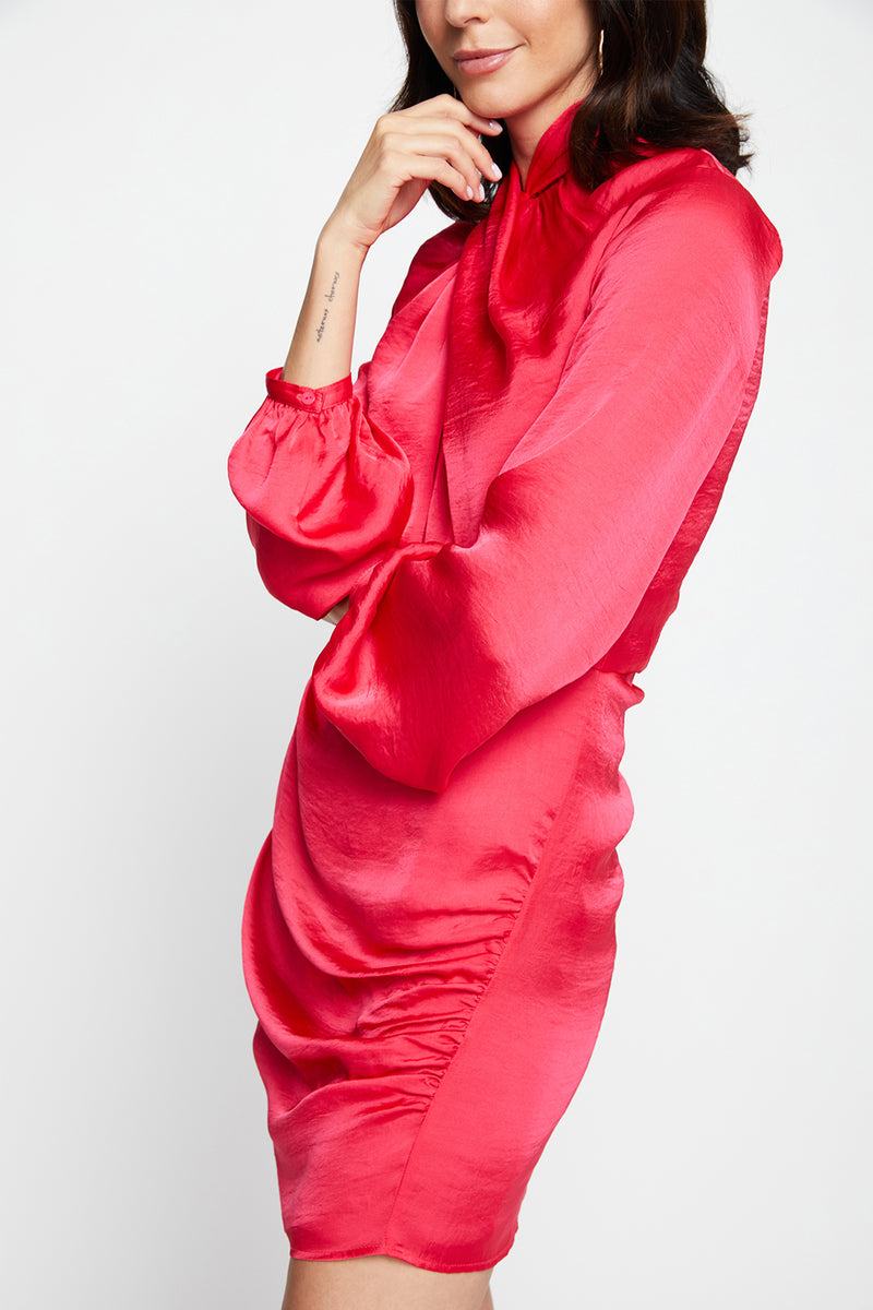 Cobie Dress In Campari-close up side 