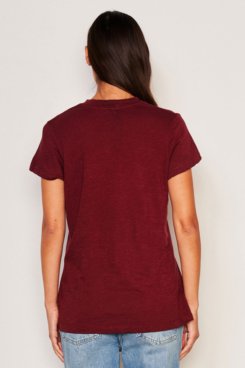 Sundry Deep V-Neck Tee in Red Rock-back view