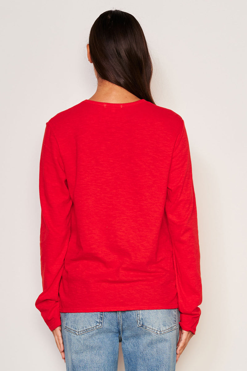 Sundry Long Sleeve Crew in Flare Red-back view