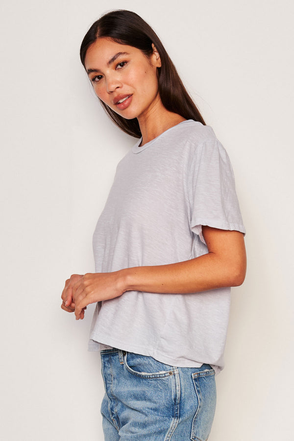  Sundry Crew Neck Tee in Blue Linen-side view