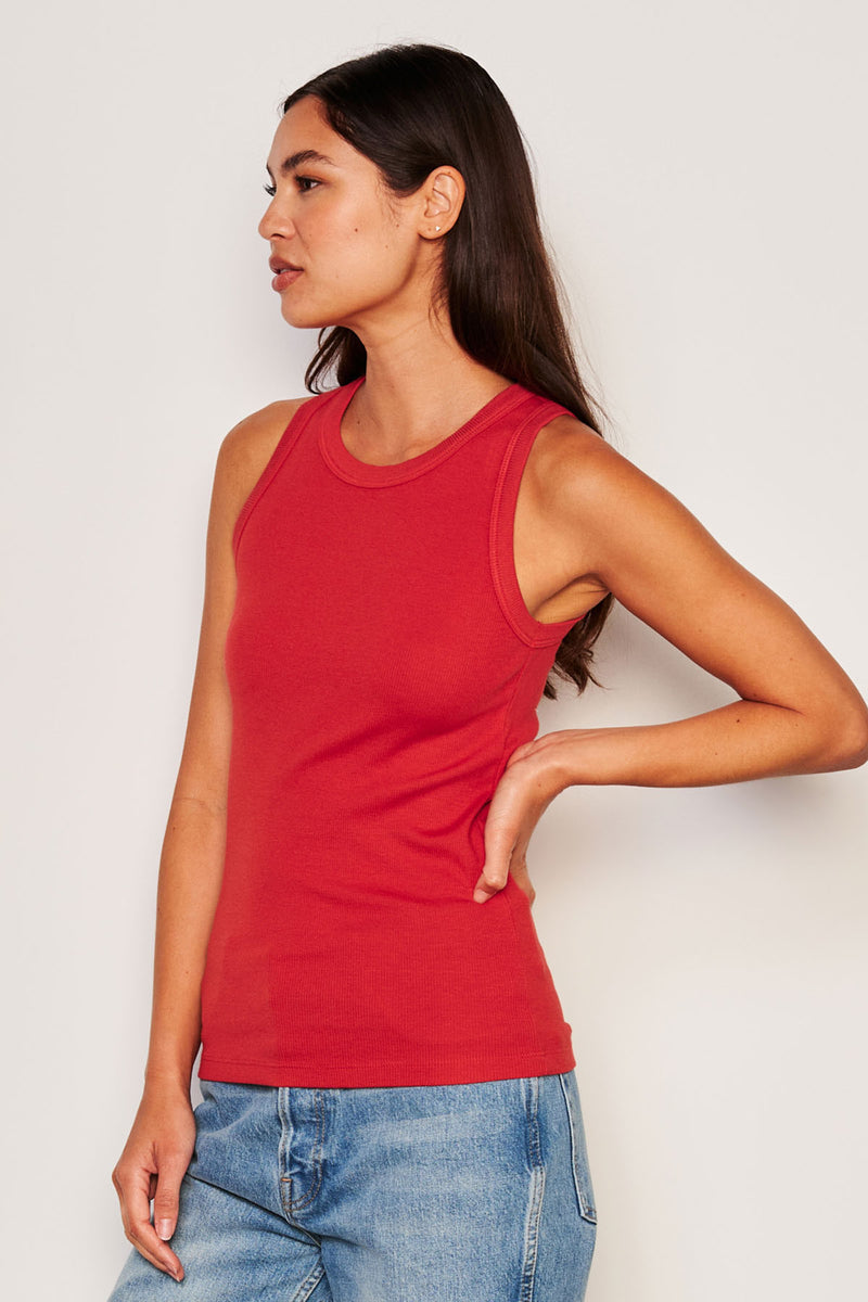 Sundry High Crew Tank in Flare Red-side view