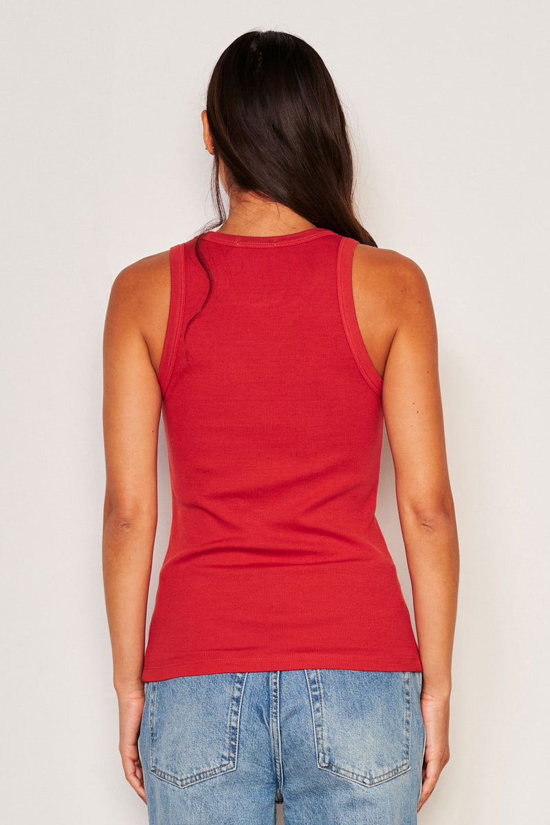 Sundry High Crew Tank in Flare Red-back view