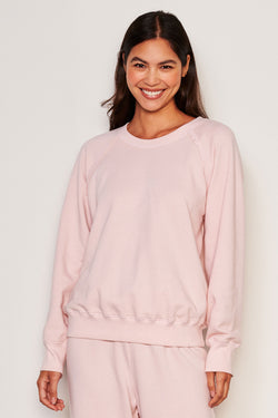 Sundry Raglan Sweatshirt in Flush Pink-3/4 front 