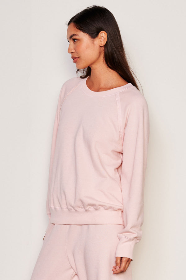 Sundry Raglan Sweatshirt in Flush Pink-side view model is looking away