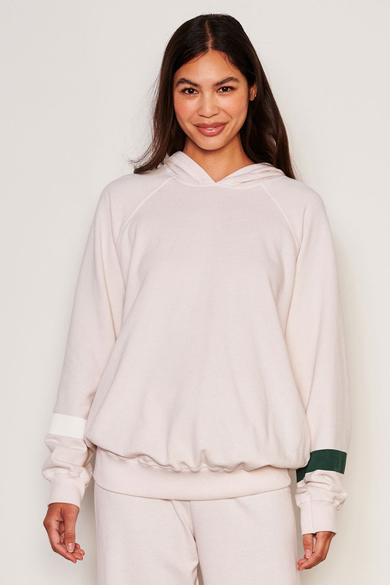 Sundry Stripes Raglan Popover Hoodie in Oyster-front view