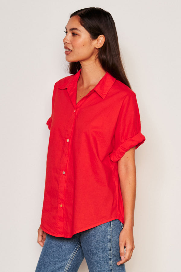 Sundry Roll Short Sleeve Shirt in Flare Red-side view