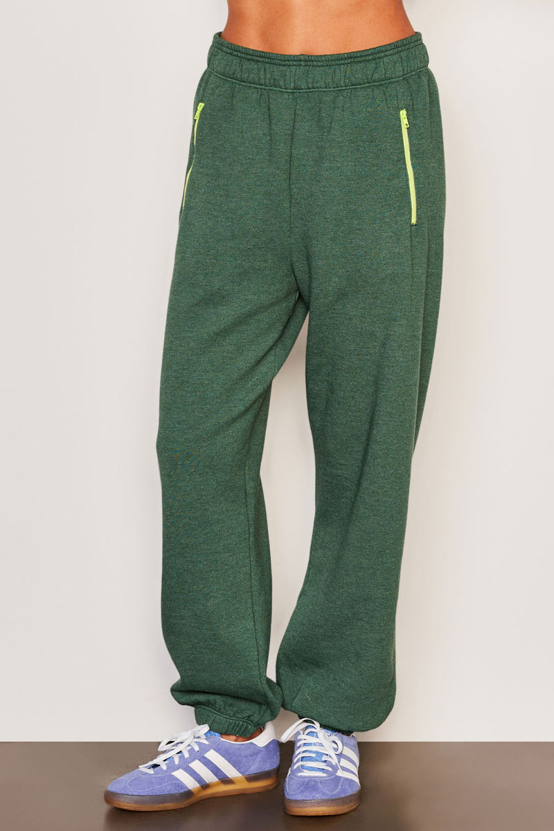 Sundry Zip Pocket Jogger in Everglade