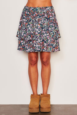 Sundry Femme Skirt in Deep Navy-3/4 front view