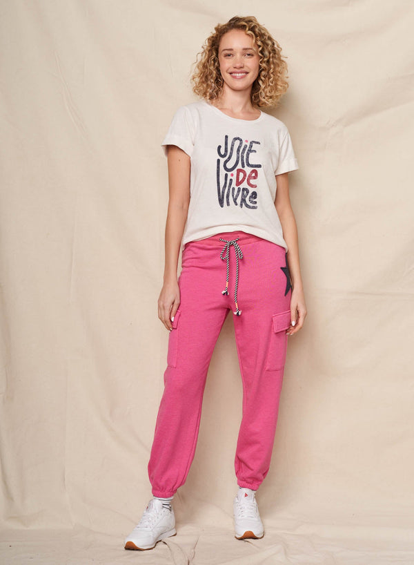 Sundry Joie De Vivre Rolled Sleeve Tee in Oyster