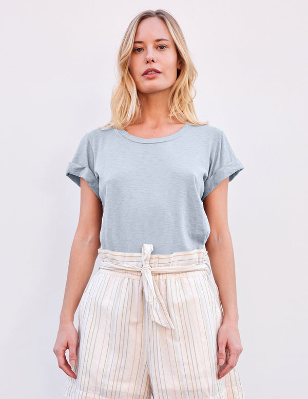 Sundry Rolled Sleeve Tee in Blue Wash