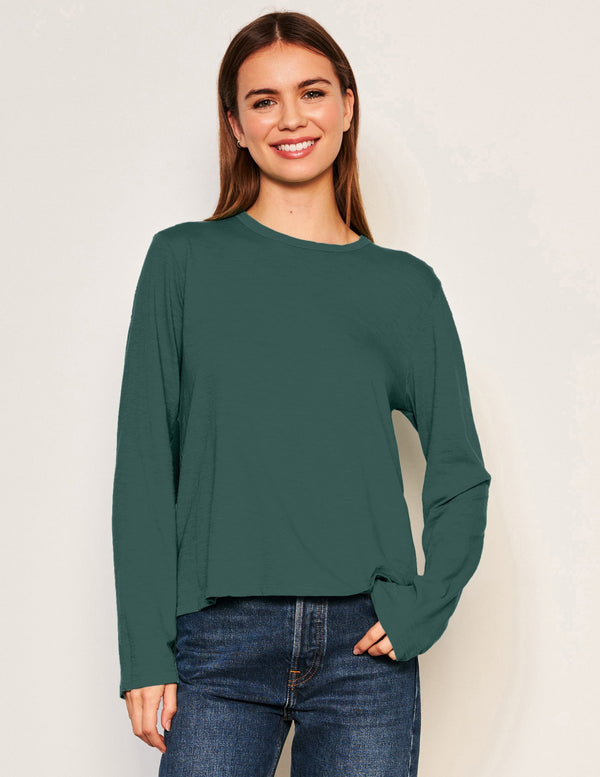 Sundry Long Sleeve Crew in Rainforest