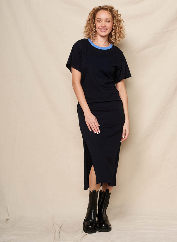 Sundry Ringer Tee Dress in Deep Navy