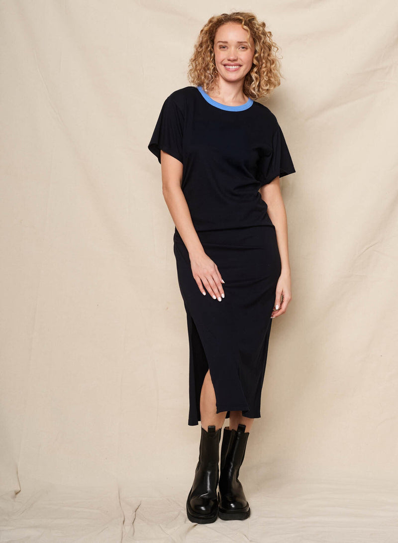 Sundry Ringer Tee Dress in Deep Navy