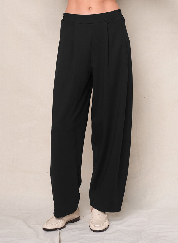 Luxe Ponte Barrel Trouser in Black