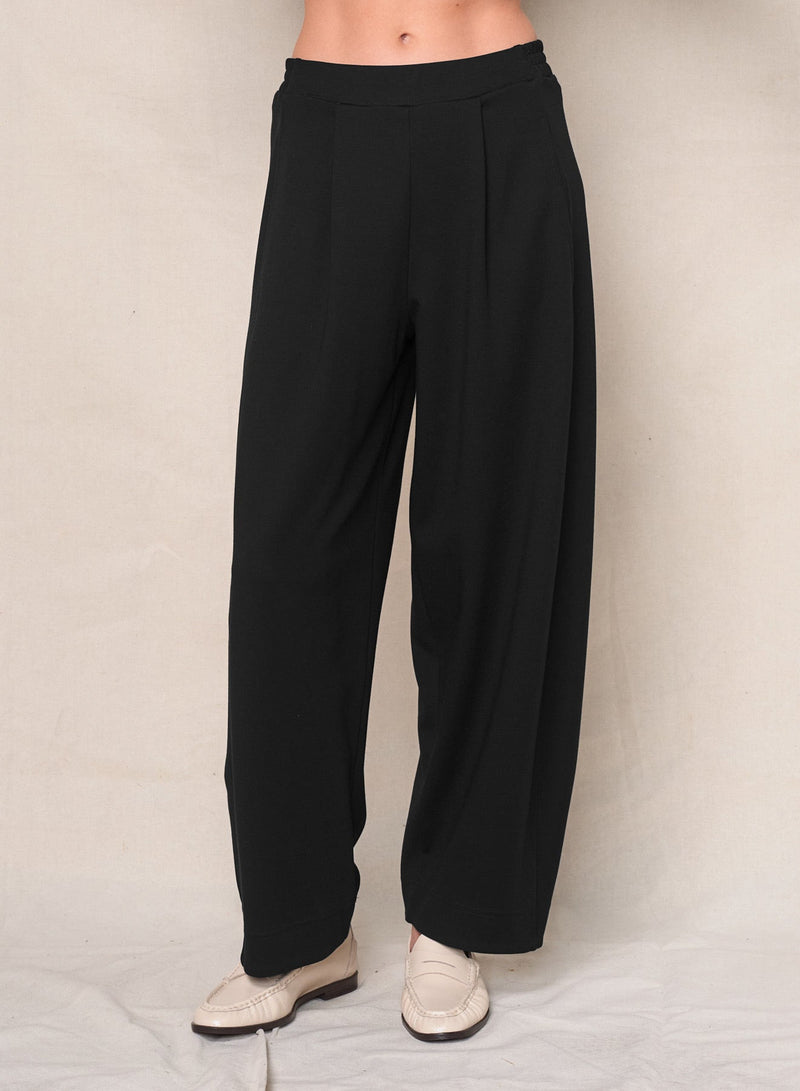 Luxe Ponte Barrel Trouser in Black