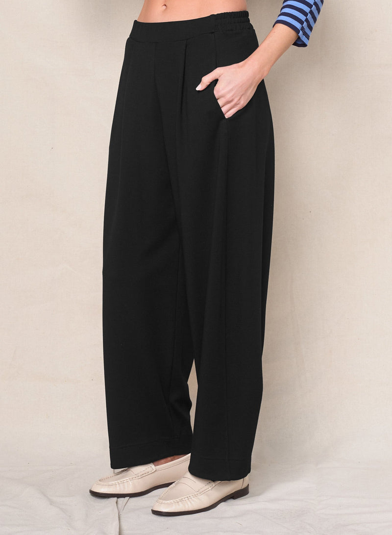 Luxe Ponte Barrel Trouser in Black