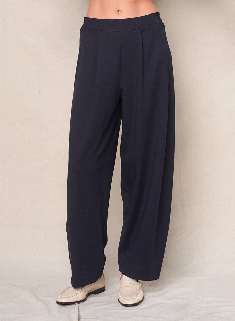 Luxe Ponte Barrel Trouser in New Navy
