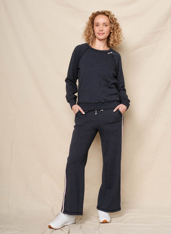 Sundry Amour Embroidery Sweatshirt in Deep Navy