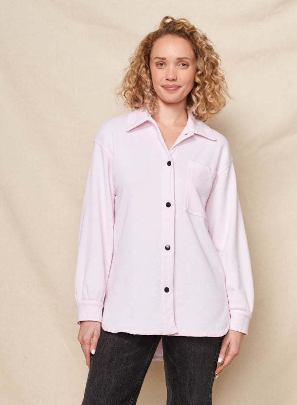 Sundry More Sundays Shacket in Ballerina Pink